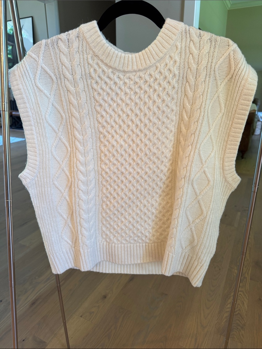 J. Crew Cream Cable Knit Sleeveless Sweater Vest